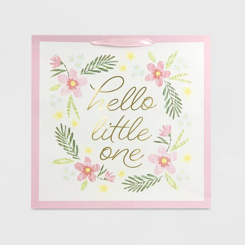 Large &#39;Hello Little One&#39; on Pink Floral Baby Shower Gift Bag - Spritz&#8482;, 2 of 3