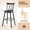 Tangkula Windsor Bar Stool Set of 4 29" Swivel Rubber Wood Dining Chairs Spacious Seat Black - 3 of 4