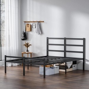 Lusimo 14 Inch Metal Slat Support Bed Frame Platform Bed with Headboard and Footboard Twin/Full/Queen/King - 1 of 4