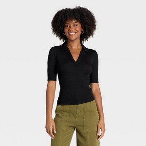 Women's Elbow Sleeve Polo Shirt - Universal Thread™ - 1 of 4
