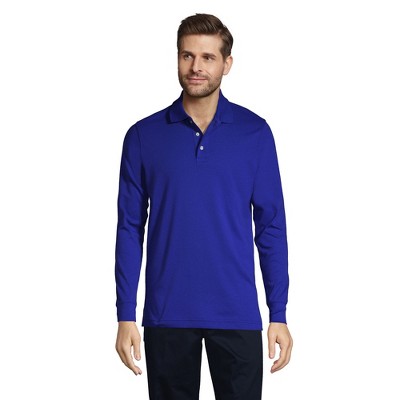 Lands' End School Uniform Men's Long Sleeve Interlock Polo Shirt