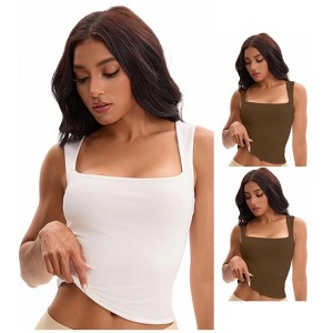 INSPIRE CHIC Women's 3 Pcs Square Neck Plain Back Sleeveless Tank Tops Basic Fitted Camisoles - 1 of 4