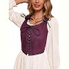 Acekool Women’s Vintage Lace-Up Corset Vest – Floral Embroidered, Sleeveless Pirate Waistcoat, Adjustable Boho Festival Top - 2 of 4