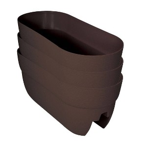 Bloomers 3pc Railing Polyethylene Outdoor 3 Planter Pots Brown - 1 of 4