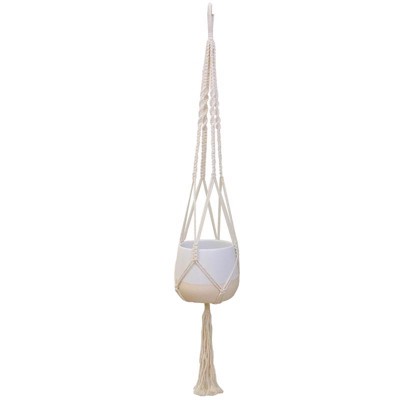 Trendspot Macrame Ceramic Planter - 5.7 in. - White - Case of 2
