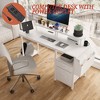 Racxily 47.3"Office Desk with Power Outlet, 2 Monitor Stands,2 Drawers,Side Pocket, for Home Desk, Computer Desk, Game Table, White - 4 of 4