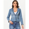 INSPIRE CHIC Women's Lapel Collar Long Sleeve One Button Work Denim Blazer - 2 of 4