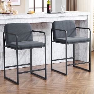 NicBex 24"Modern Minimalist Bar Stools Counter Height,Set of 2,Upholstered Counter Stools with Armrest for Kitchen,Coffee&Dining Room - 1 of 4
