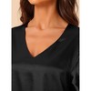 cheibear Women's Satin Nightdress Flare Bell Short Sleeve Sleep Dress Nightgown - 4 of 4