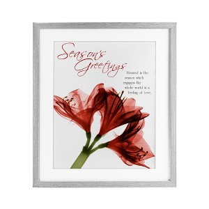 Stupell Industries Season's Greetings Holiday Amaryllis Framed Print Under Glass Art - 1 of 4