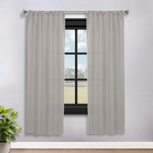 Classic Modern Solid Room Darkening Semi-Blackout Curtains, Rod Pocket, Set of 2 by Blue Nile Mills - 1 of 4