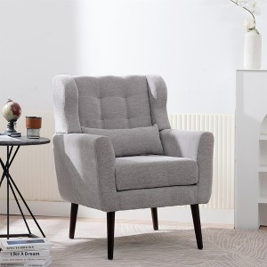 Teddy Fabric Ergonomic Accent Chair with Padded Seat and Waist Pillow, Mid-Century Lounge Armchair for Living Room - 1 of 4