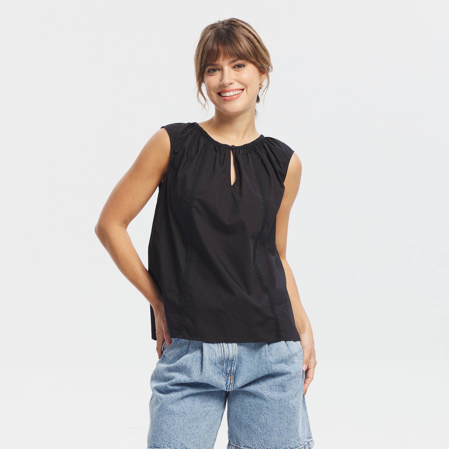 Women's Keyhole Gathered Blouse - Universal Thread™