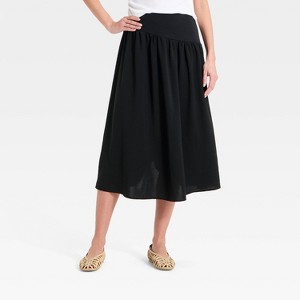Women's Asymmetrical Waist Midi Skirt - A New Day™ Black XL : Target