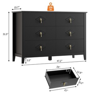 Three-drawer bedroom dresser with metal handles, suitable as a TV stand or wooden storage cabinet for bedrooms, living rooms, or hallways. - 1 of 4