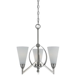 Cal Lighting FX-3508/3 60-watt X 3 Canroe Metal 3 Light Chandelier with Glass Shades, Pwt, Nckl, B/S, Slvr. - 1 of 4
