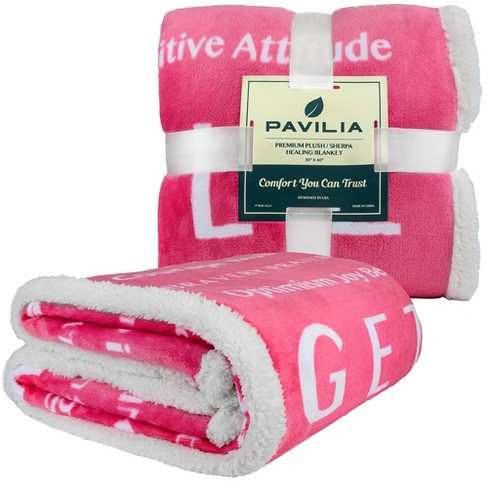 Healing Thoughts Sherpa Throw Blanket (5 Colors) Pink / Sherpa Fleece