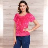 Anna-Kaci Women's Short Sleeve Crew Neck All-Over Sequin Embellished Top Stylish Sparkling Blouse - 2 of 4