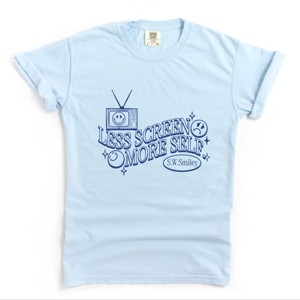 S.W.Smiley Less Screen More Self - Women's Garment Dyed Graphic T-Shirt - 1 of 4