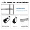 YONWAY Steel Storage Shelving 5-Tier Utility Shelving Unit With Wheels Height Adjustable Easy To Assemble For Home,Office 17.7" D x 47.2" W x 72.3" H - 4 of 4