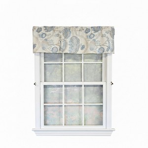 RLF Home 100% Cotton High Quality Serene Tailored Window Valance with 1.5" Rod Pocket 50" W X 12" L Blue - 1 of 4
