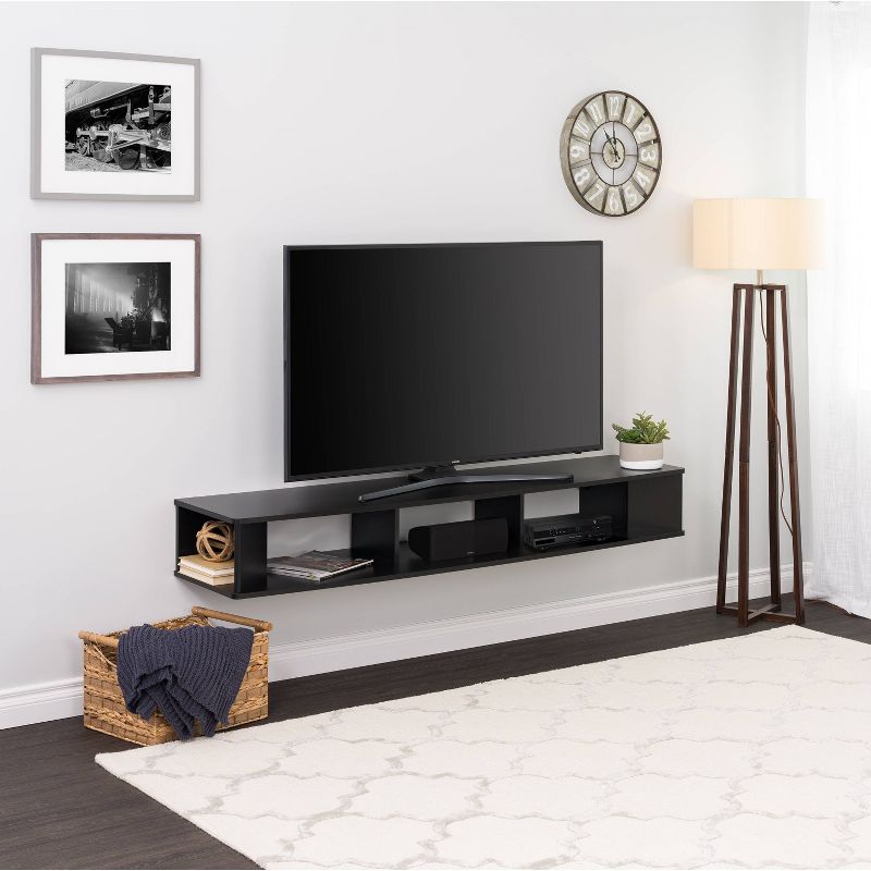 70&#34; Wall Mounted TV Stand for TVs up to 75&#34; Black - Prepac, 1 of 9