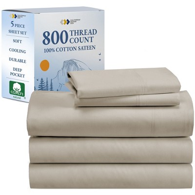 Luxury Bed Sheets Set - 800 Thread Count 100% Cotton Sheets, Deep Pocket, Soft, Cool & Breathable by California Design Den