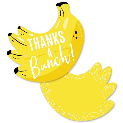 Big Dot of Happiness Let's Go Bananas - Shaped Thank You Cards - Tropical Party Thank You Note Cards with Envelopes - Set of 12