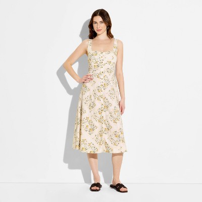 Women’s Button-Front Midi A-Line Dress – Wild Fable