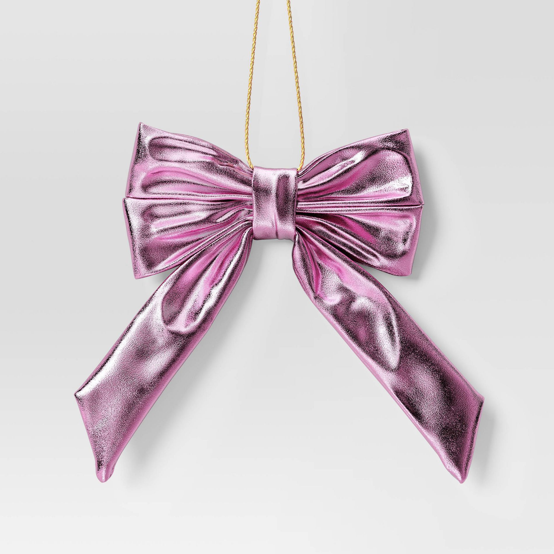 6.75" Christmas Metallic Bow Ornament Light Pink - Wondershop™