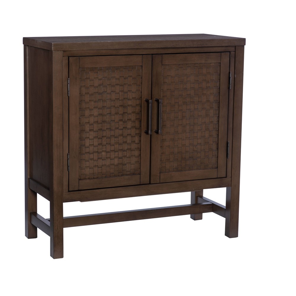 Powell Fulmer Solid Wood 2 Basketweave Doors and a Adjustable Shelf Accent Cabinet Brown: Rustic Farmhouse Style, Divided Storage, 114.66 lbs