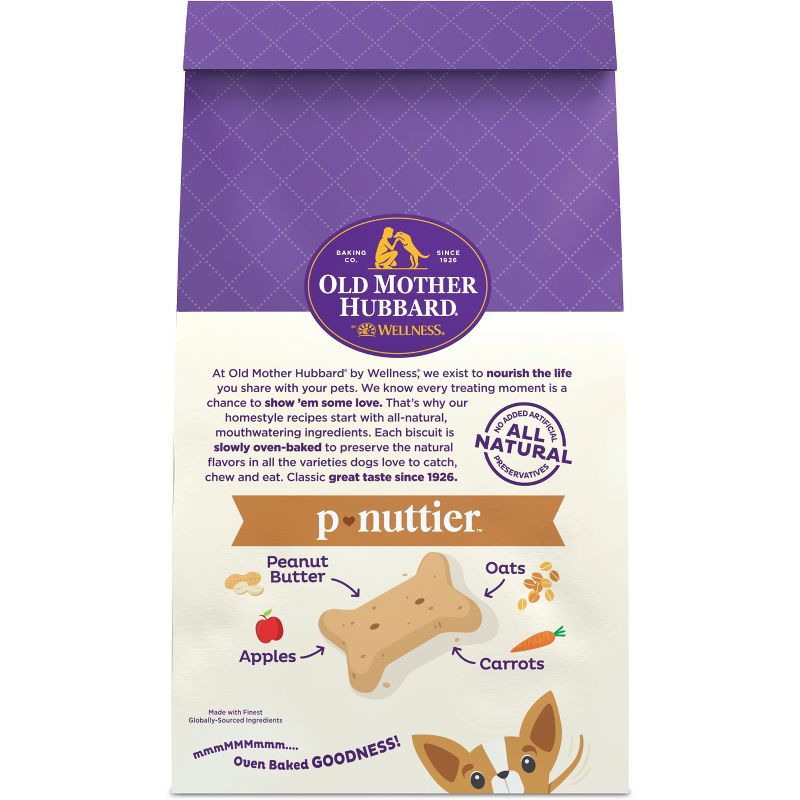 Old Mother Hubbard by Wellness Classic Crunchy P-Nuttier Biscuits Mini Oven Baked with Carrot, Apple and Chicken Flavor Dog Treats, 3 of 10
