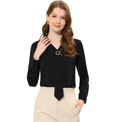 Bow Tie Formal Blouses Women Office Shirts