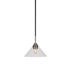 Toltec Lighting Paramount 1 - Light Pendant in  Matte Black/Brushed Nickel with 10" Clear Bubble Shade - 1 of 1
