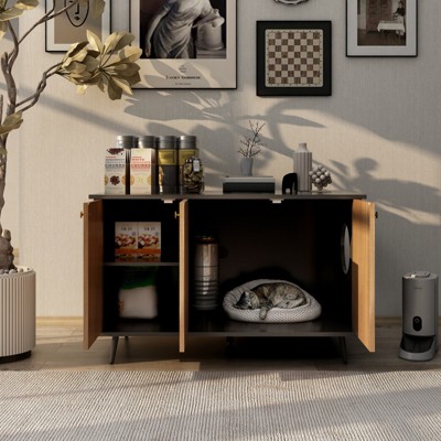ONWITH Litter Box Enclosure, Cat Litter Box Furniture with Hidden Plug