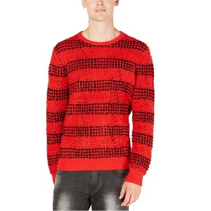 I.N.C International Concepts Mens Chunky Striped Pullover Sweater, Red, Large - 1 of 1