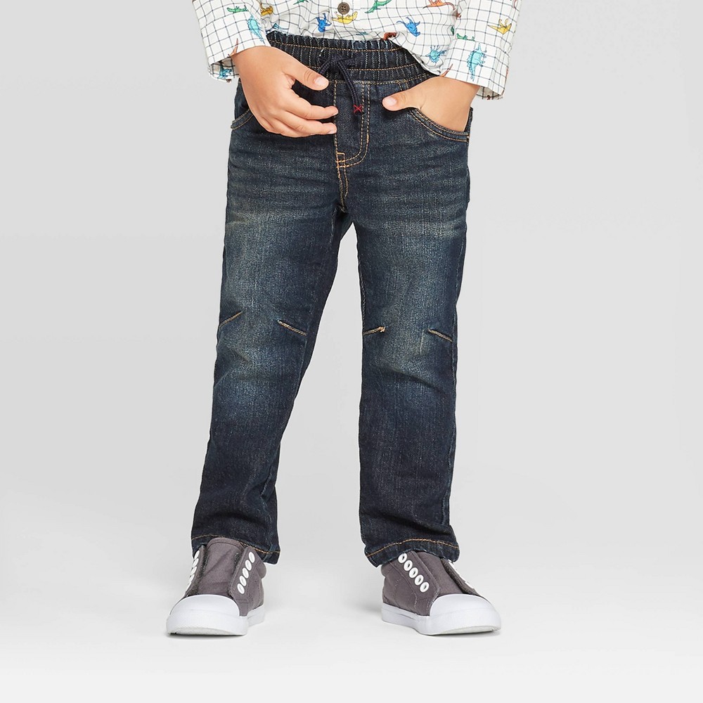 Toddler Boys' Pull-On Straight Jeans - Cat & Jack Dark Wash 18M, Toddler Boy's, Blue was $12.0 now $8.4 (30.0% off)