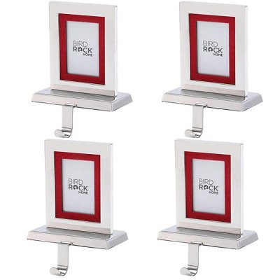 Silver Metal Photo Frame Stocking Holders, Set of 4