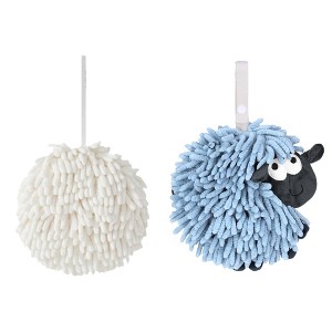 REGALWOVEN 2 Pcs Cute Comfortable Soft Absorbent Chenille Ball Fuzzy Hand Towel - 1 of 4