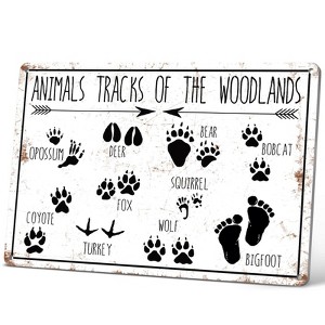 Animal Tracks of Woodland Nursery Sign, Log Cabin Decor, Forest Hunting Decor, Wildlife Wall Art for Boys Room - 1 of 4