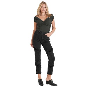 VENUS Womens Braided Straight Leg Jeans - 1 of 4