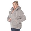 Plus Size Hooded High Pile Fleece Jacket - White Mark - 2 of 4