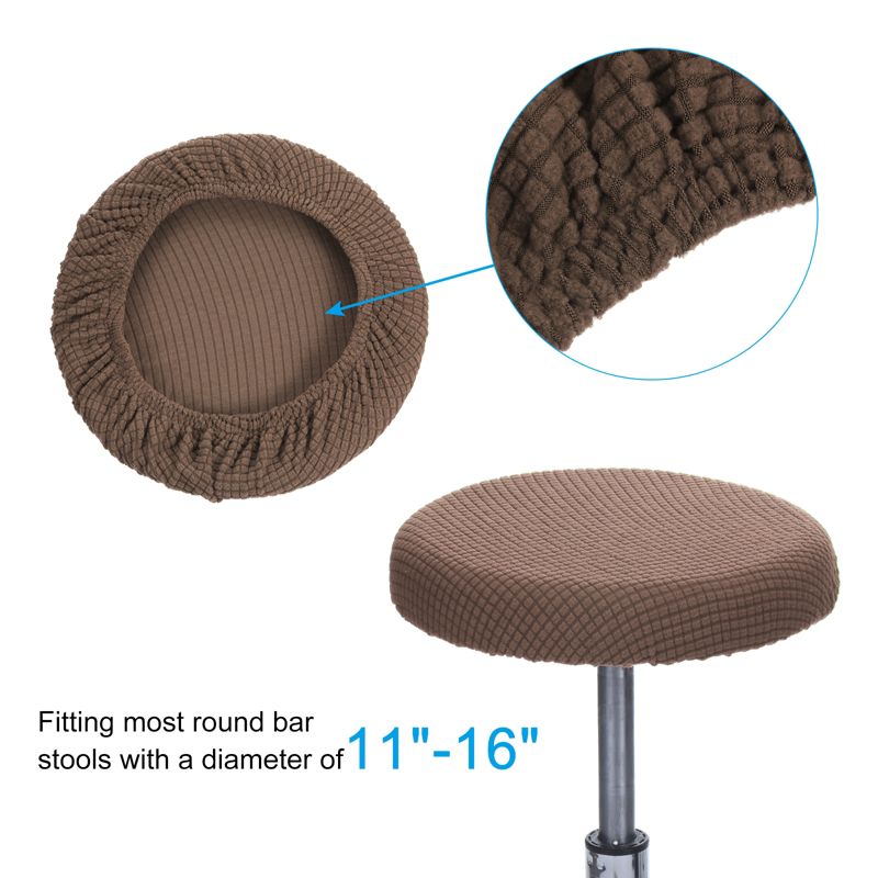 Unique Bargains Kitchen Living Room Non-Slip Washable 11"-16'' Elastic Round Bar Stool Seat Cushions for Chair Stool 2 Pcs, 3 of 6