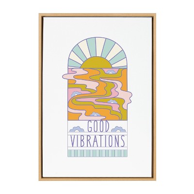 Kate and Laurel Sylvie Good Vibrations Framed Canvas by Elizabeth Olwen, 23x33, Natural