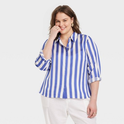 Women's Slim Fit Long Sleeve Satin Button-Down Shirt - A New Day™