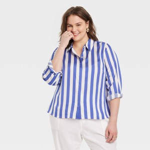 Women's Slim Fit Long Sleeve Satin Button-Down Shirt - A New Day™ - 1 of 3