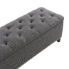 Lyngins Linen Storage Bench with Safety Close Hinge, Ottoman with Storage, Button-Tufted Foot Stool & Entryway Bench for Living Room, Hallway - 3 of 4