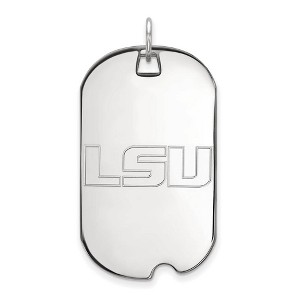 Black Bow Jewelry 10k White Gold Louisiana State Fighting Tigers NCAA Large Pendant - 1 of 3