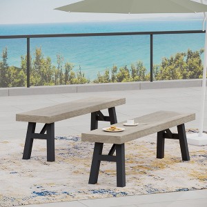 Maggift Patio Seating Sets Outdoor, Featuring Unique Design, Ideal for Chats, Perfect for Gardens, Living Spaces, Beige, 63"*14.25"*17.75" - 1 of 4