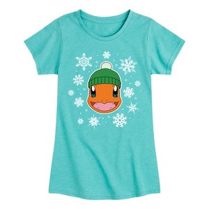 Girls' - Pokémon - Charmander Snowflakes Fitted Short Sleeve Graphic T-Shirt - 1 of 4